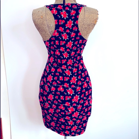 🌺Sweet Vintage Cotton Rose🌺 Summer Mini Dress🌹🖤 - Picture 3 of 4